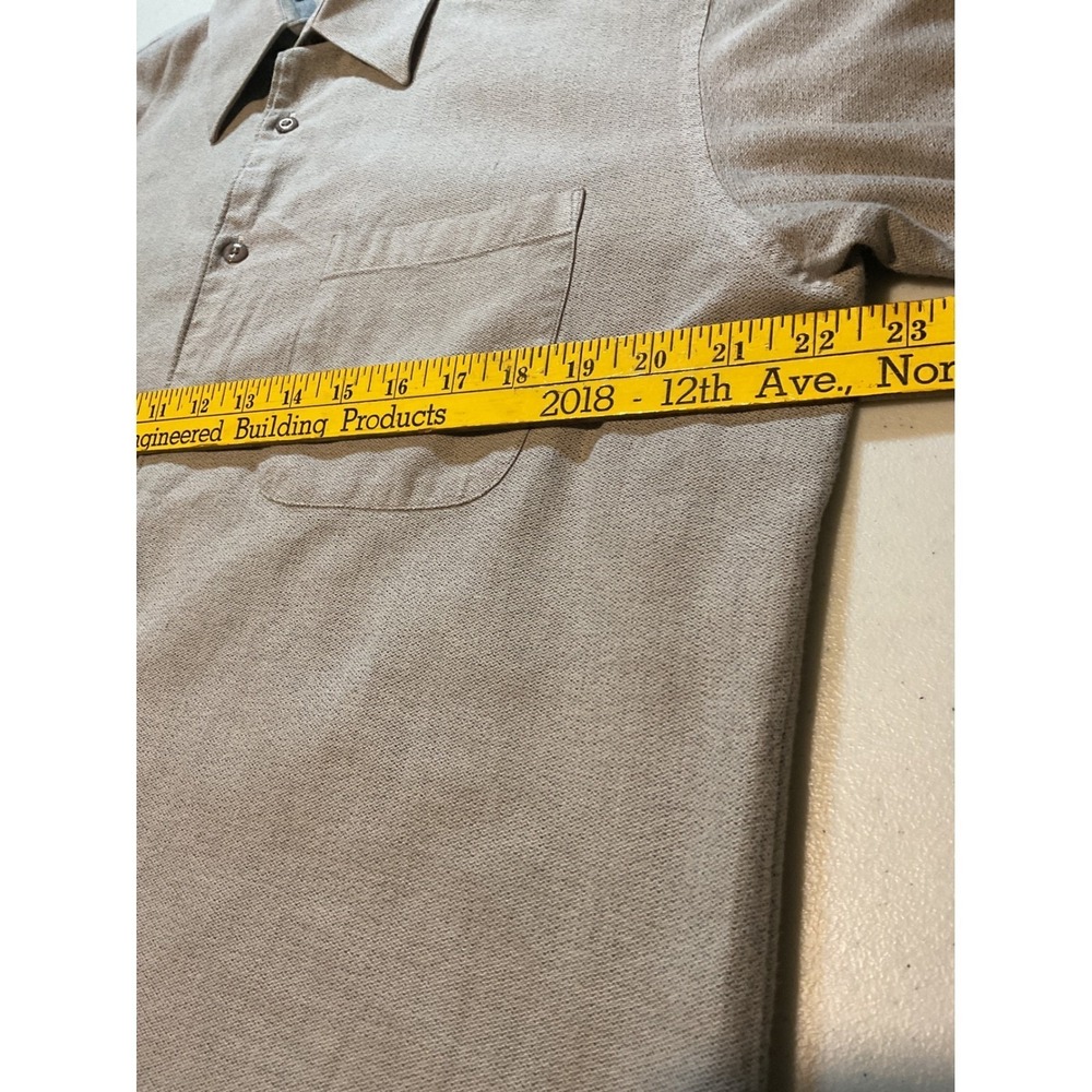 Perry Ellis Mens Button Down Shirt 15.5 32/33 Taupe Tan 100% Cotton Textured L/S - Picture 4 of 8